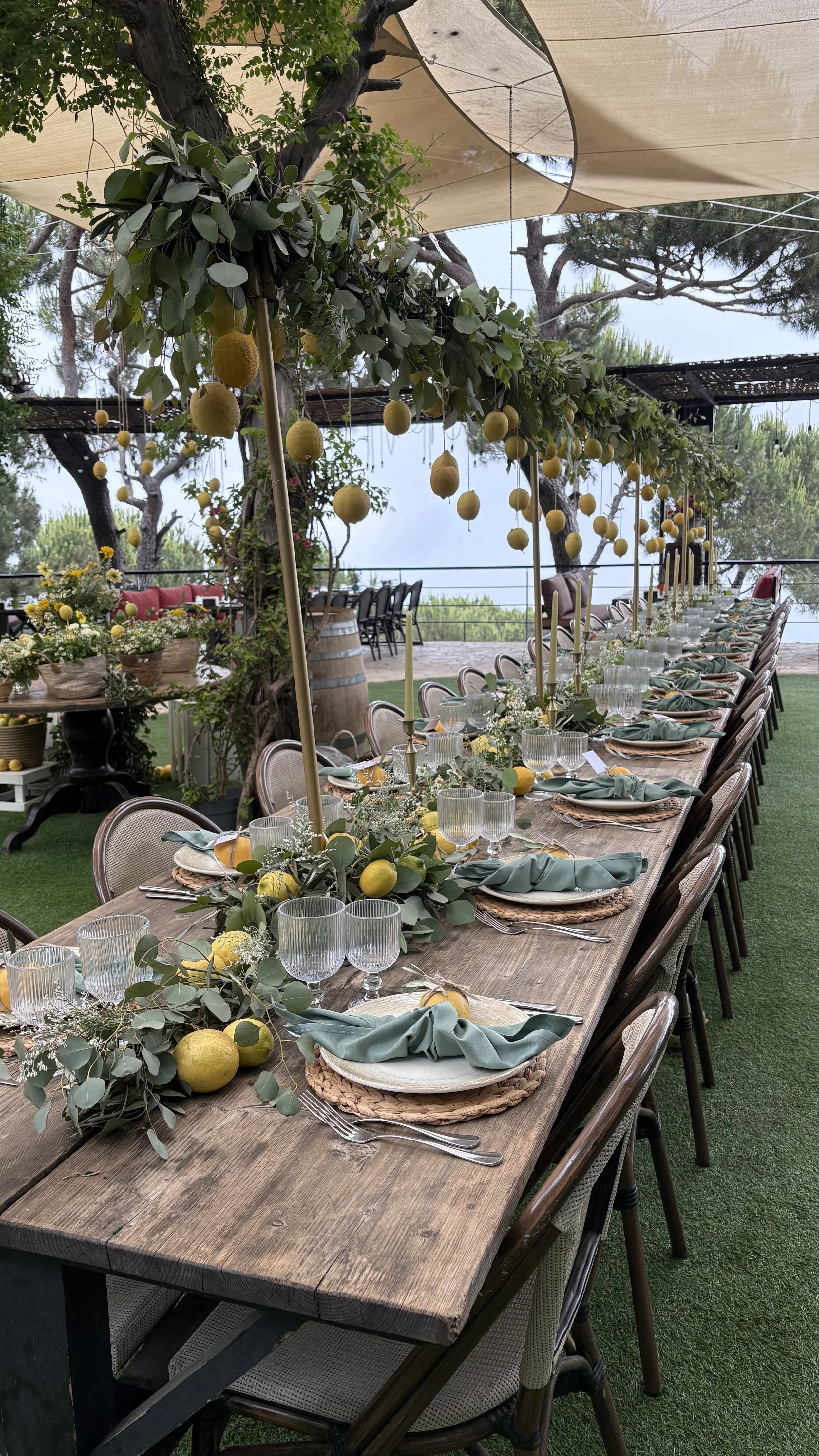 A lemon-themed outdoor table setting by Sincerely Yours