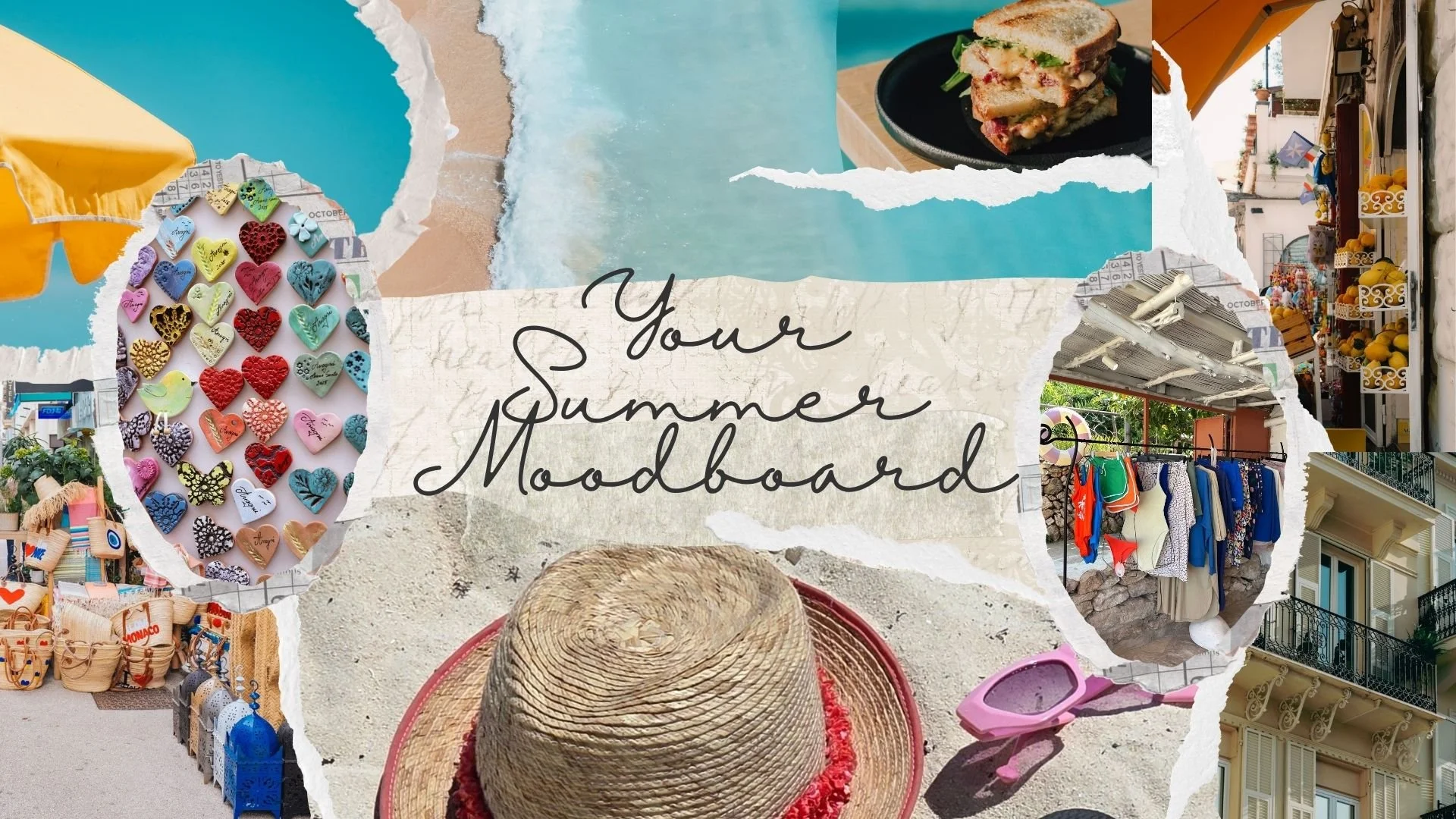 Swimsuits, beach, ice cream, umbrellas, healthy snacks, travel, summer bags