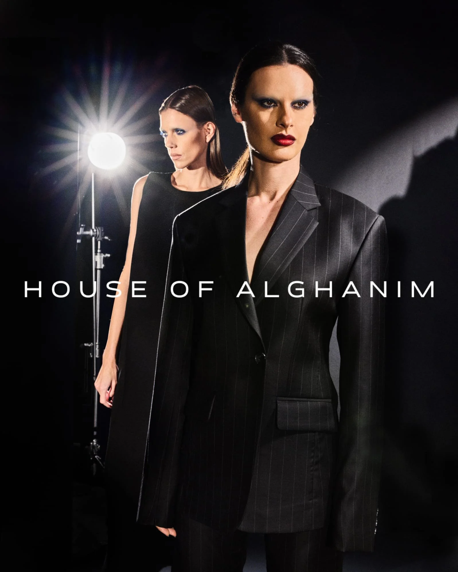 Models wearing all-black outfits designed by House of Alghanim