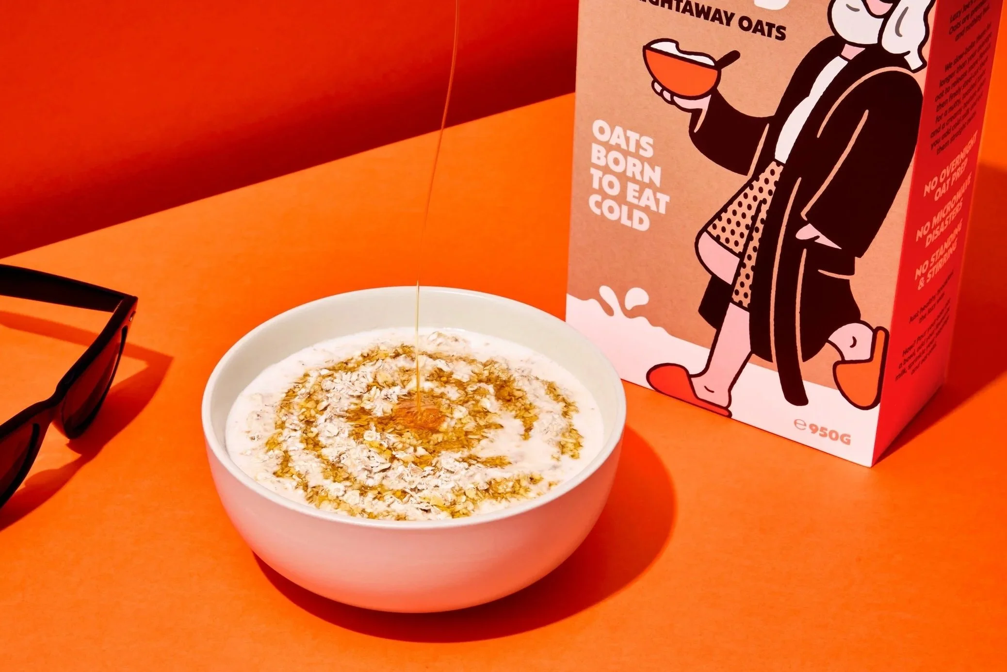 Bowl of Lazy Joe's Straightaway Oats with pack