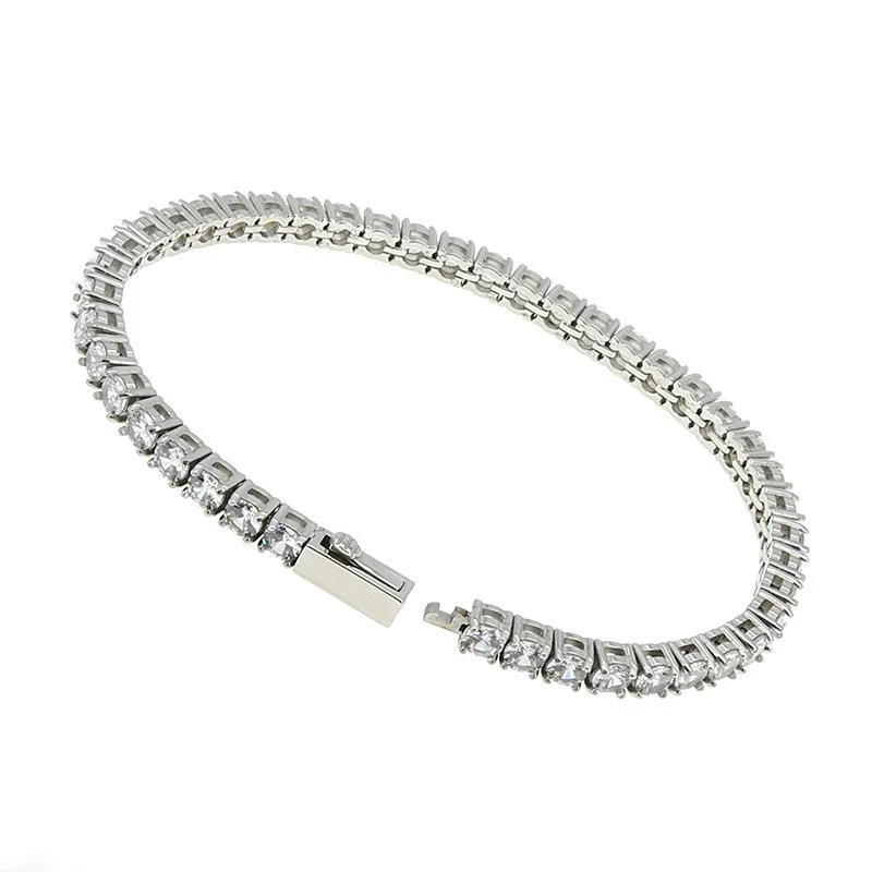 stainless steel tennis bracelet round cut cubic zirconia
