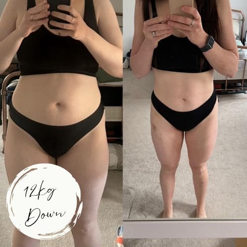 Woman's body before and after a health and fitness program