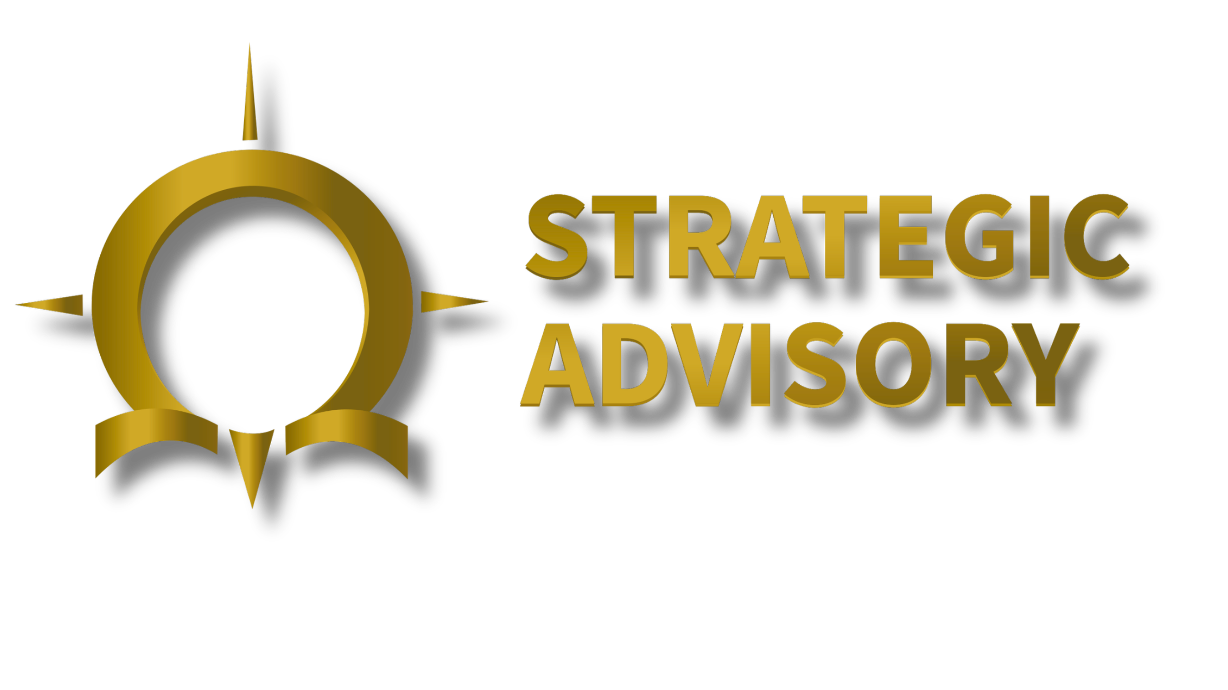 Das Logo zeigt ein goldenes Kompasssymbol kombinierte mit dem griechischen Zeichen Omega neben den Worten 'Strategic Advisory' in goldener Schrift auf schwarzem Hintergrund.