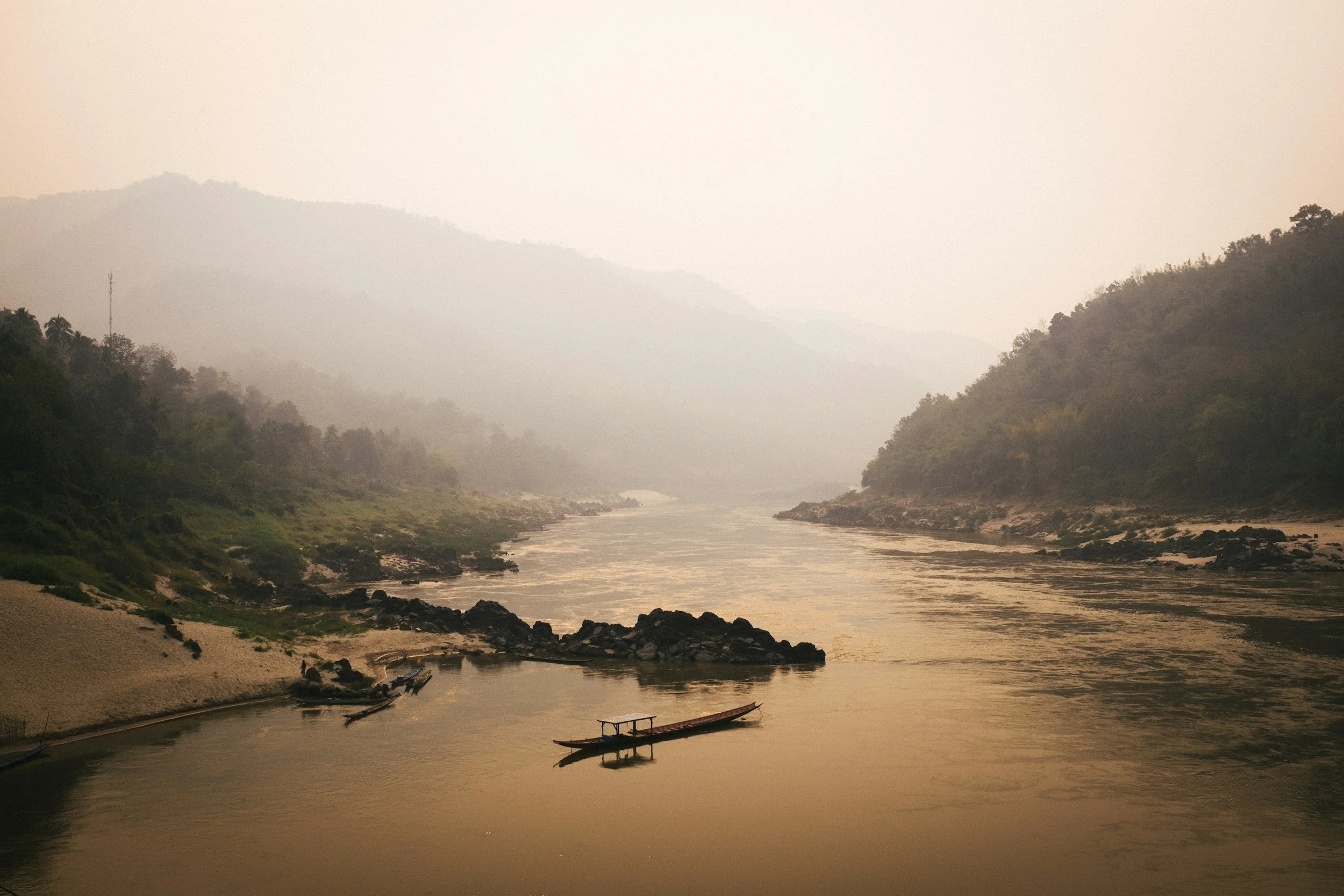 Mekong River in misty weather