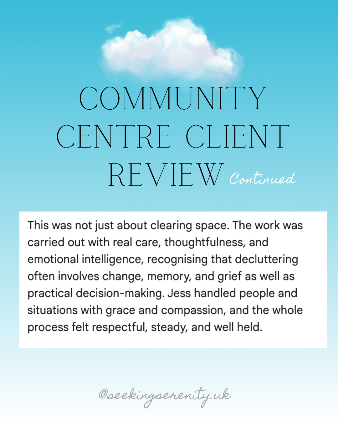 community centre decluttering client five star review
