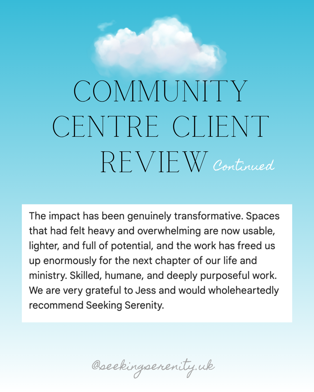 community centre decluttering client five star review
