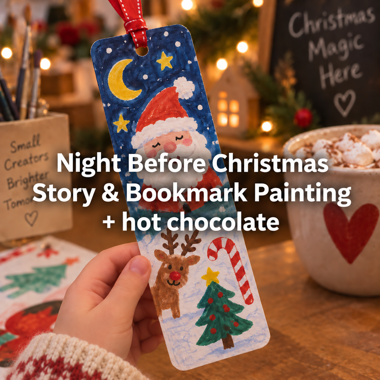 Night Before Christmas Story & Bookmark Painting