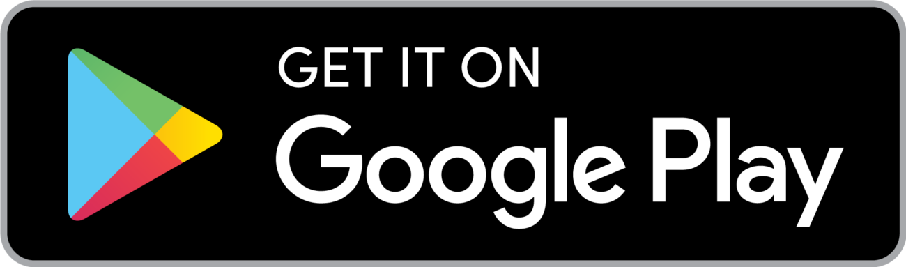 Google Play Store tarra, jossa monivärinen kolmiologo ja valkoista tekstiä mustalla taustalla.