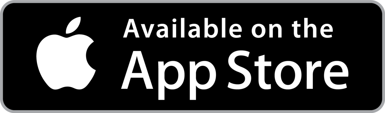 Mustavalkoinen tarra Apple-logolla ja tekstillä "Available on the App Store".