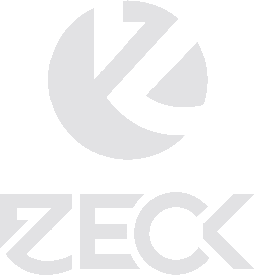 Das Bild zeigt ein Logo, das aus einem stilisierten Kuchendiagramm mit einem großen, nach oben gerichteten Pfeil besteht, zusammen mit dem Text 'ZECK' darunter.