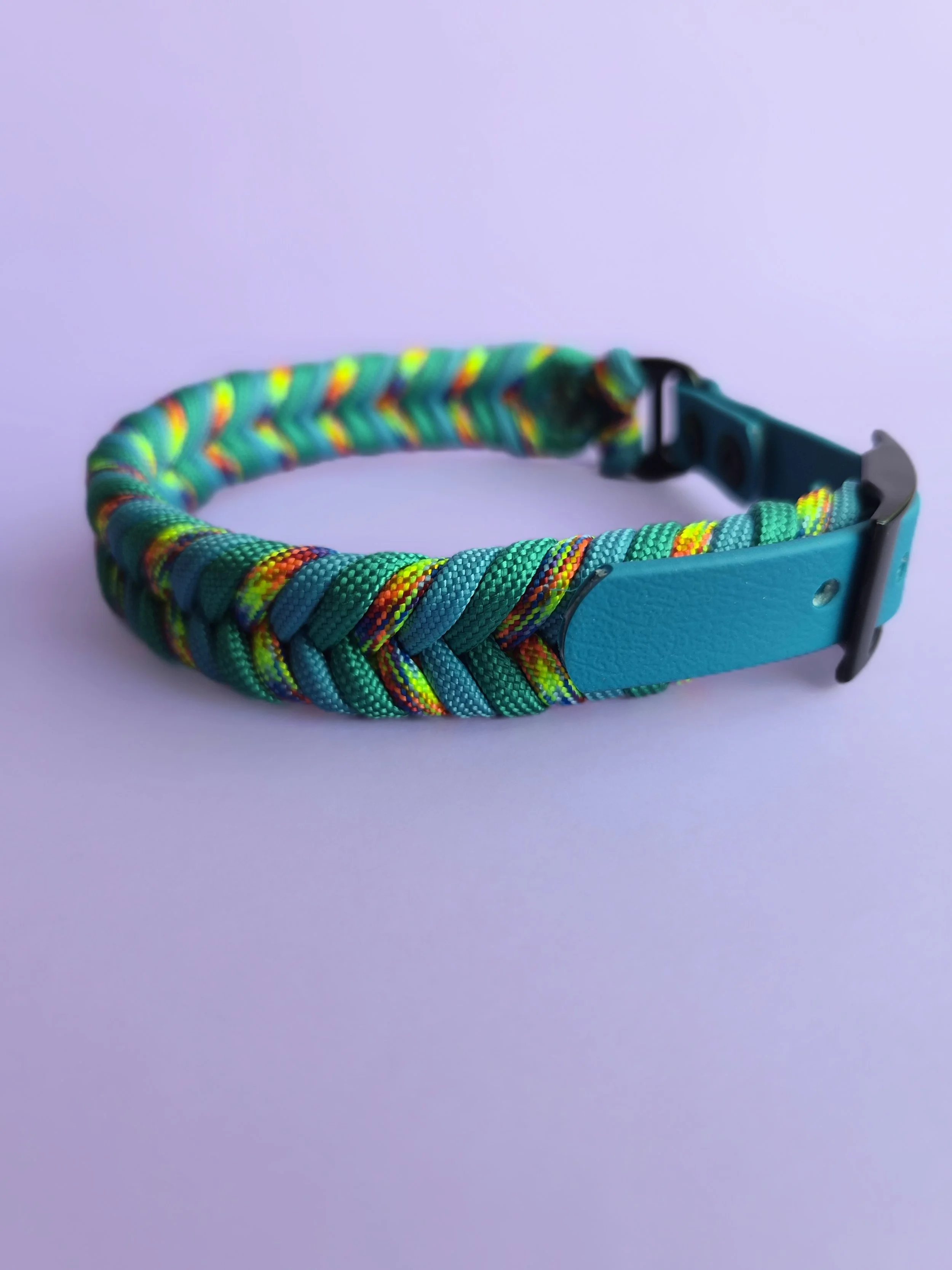 Woven Collar Small  BLUE & RAINBOW 26cm-32cm
