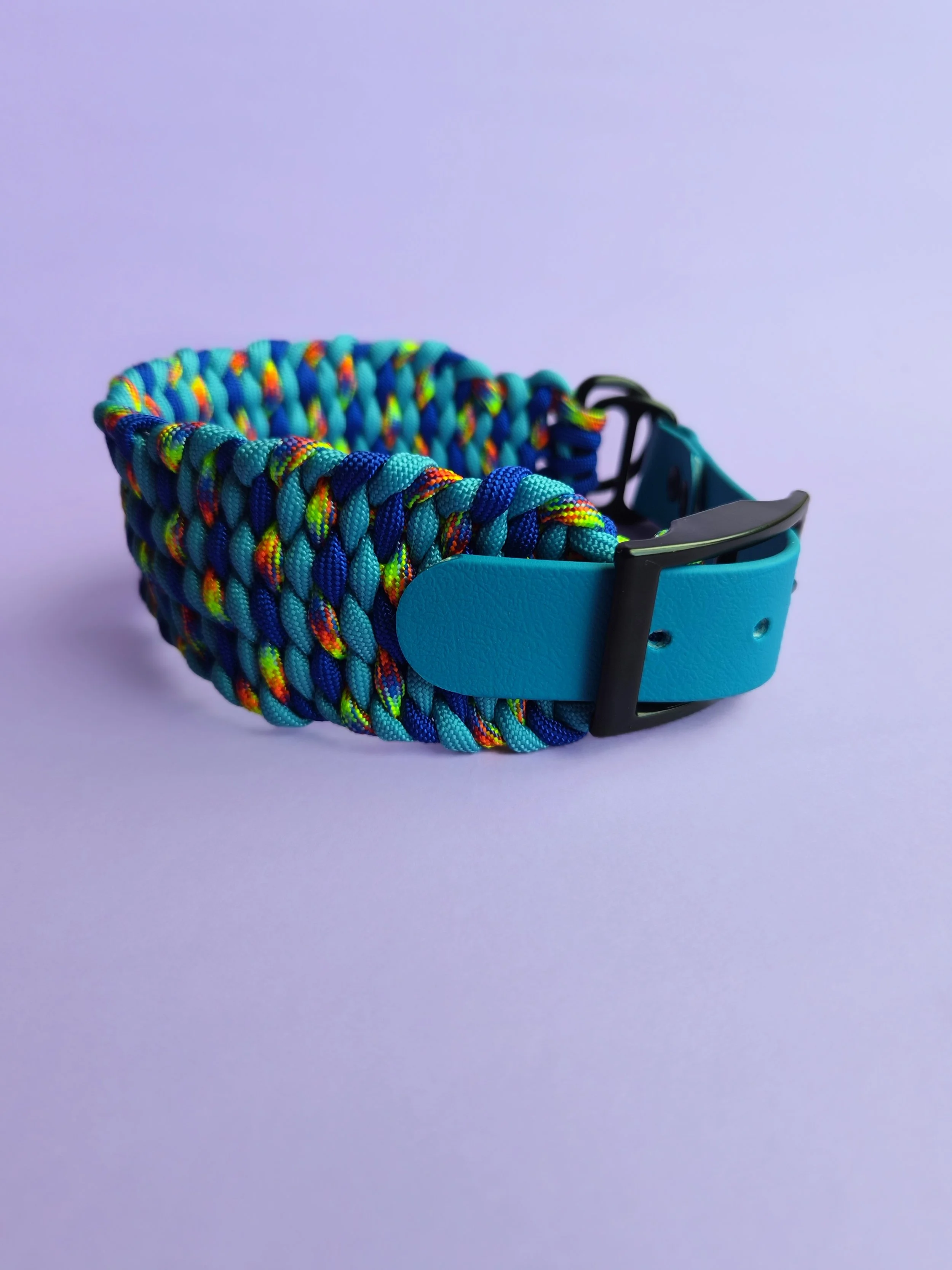 Sight Hound  BLUE & RAINBOW Collar 32cm-40cm