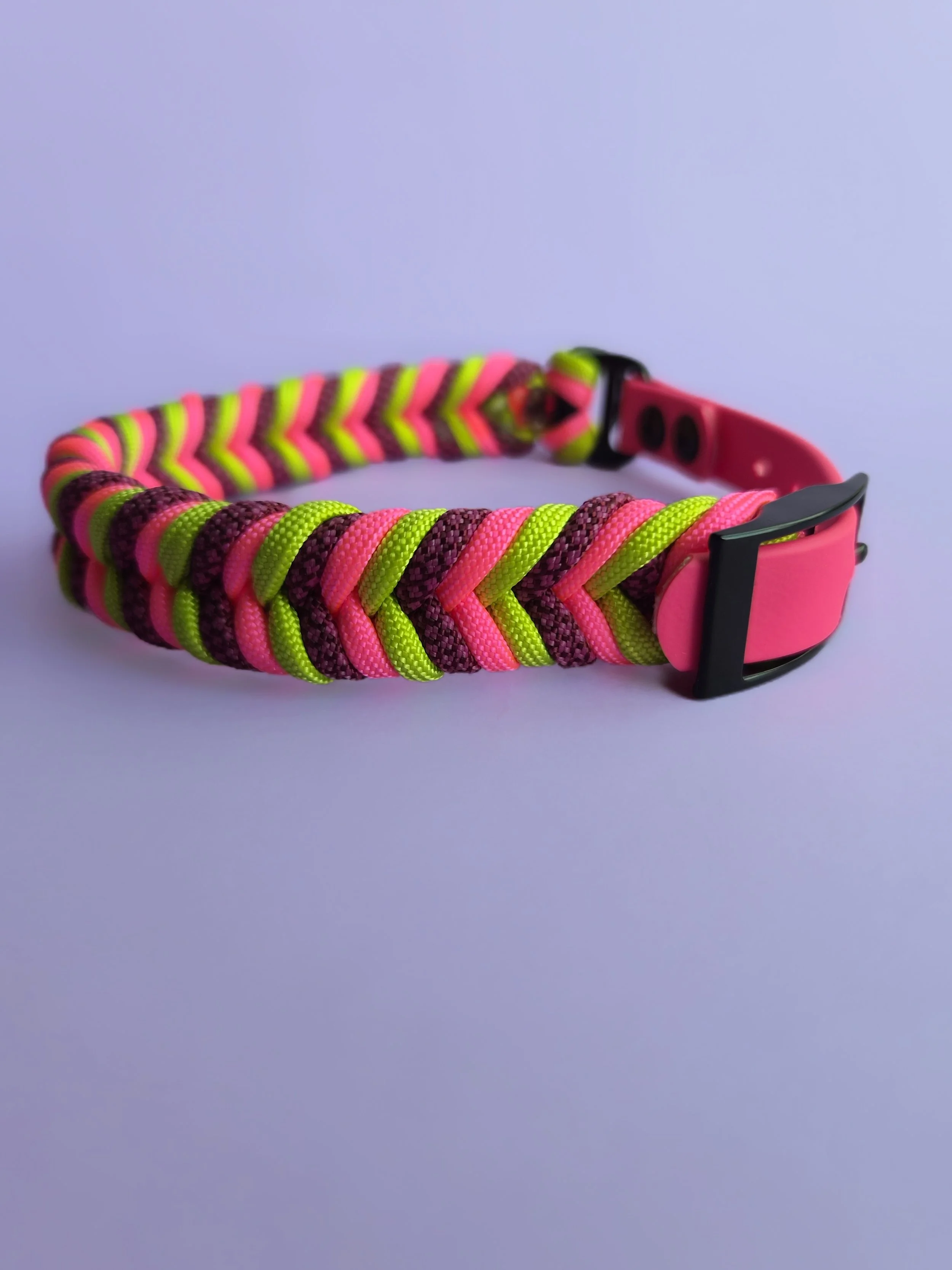 Woven Collar Small  PINK & GREEN 26cm-32cm