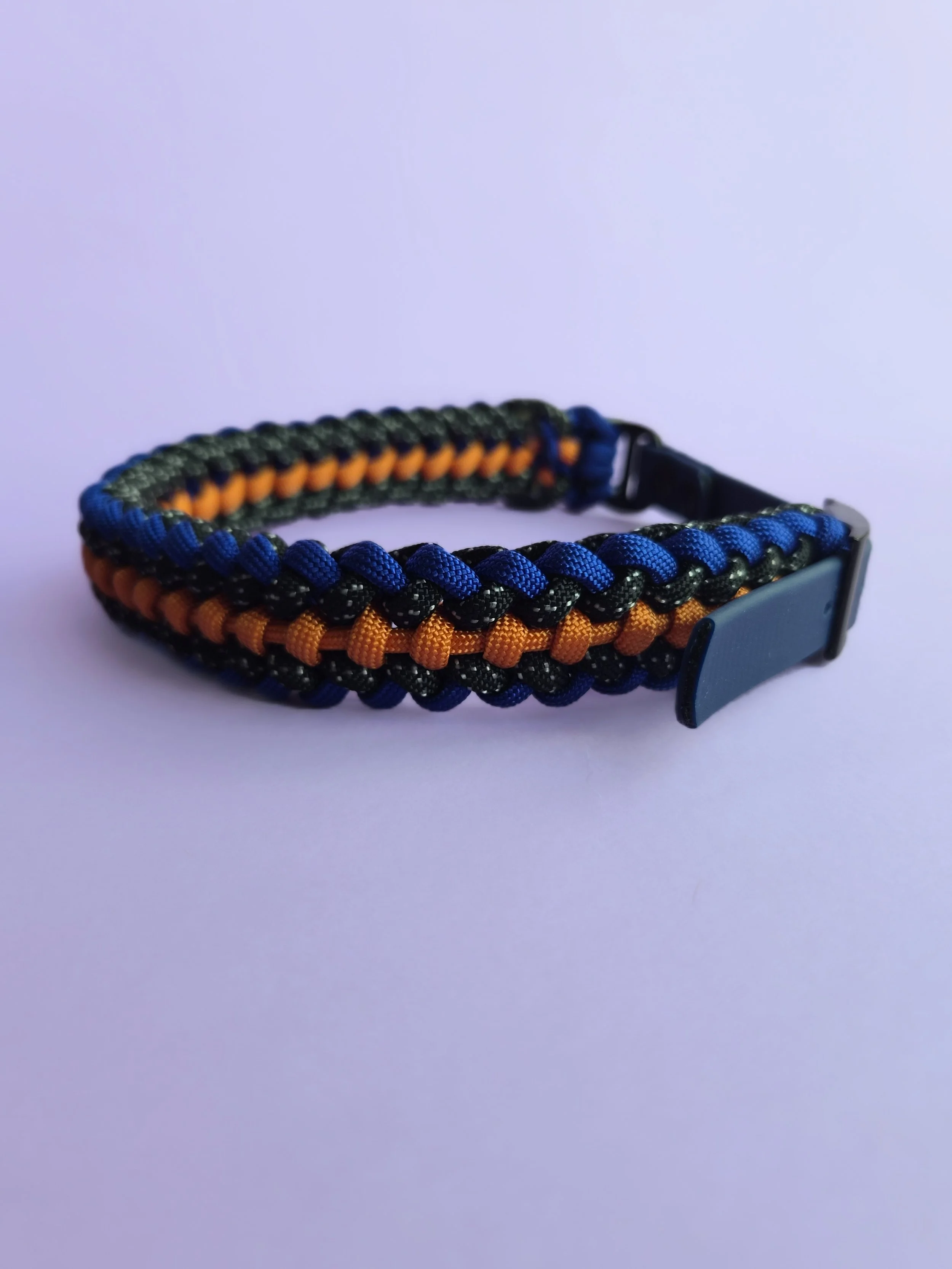 Woven Collar Medium  BLUE & ORANGE 32-40cm
