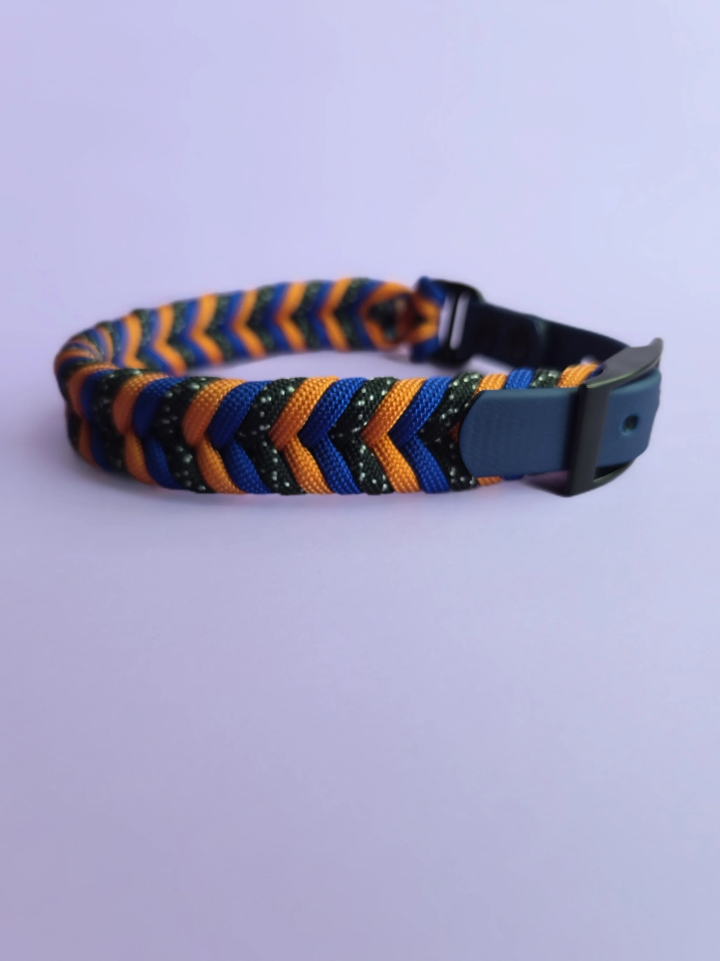 Woven Collar Small  BLUE & ORANGE 26cm-32cm