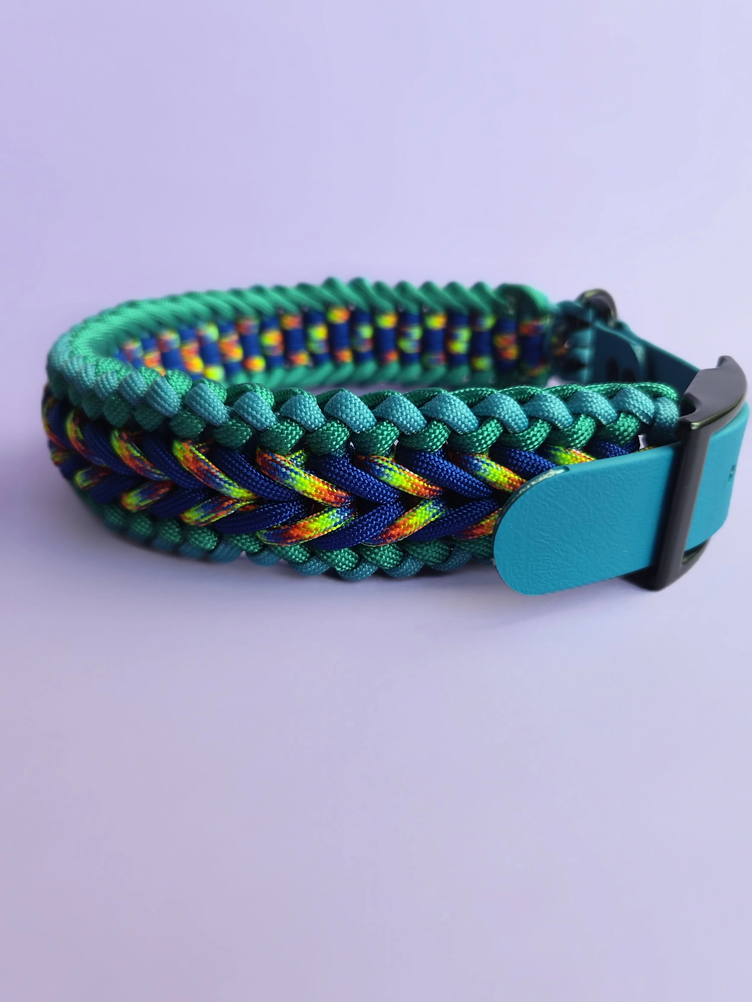 Woven Collar Large BLUE & RAINBOW 38-45cm
