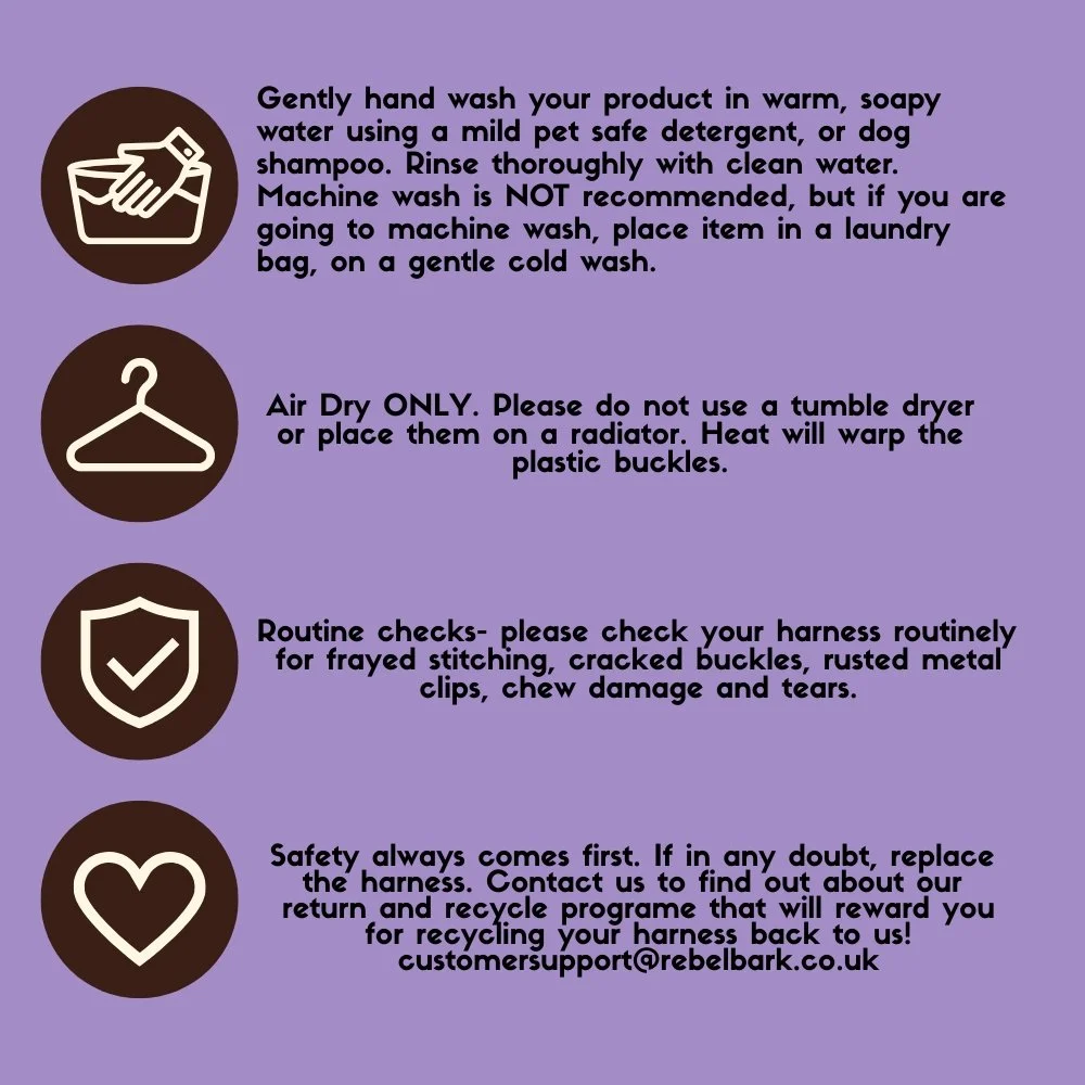 A quick wash and care guide for rebel bark harnesses