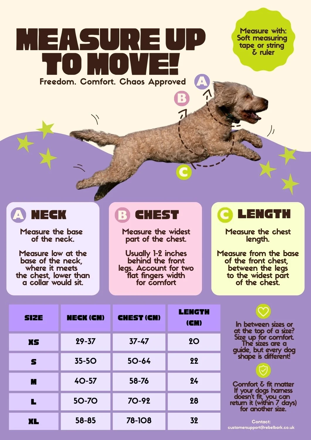 Rebel Bark Size Guide