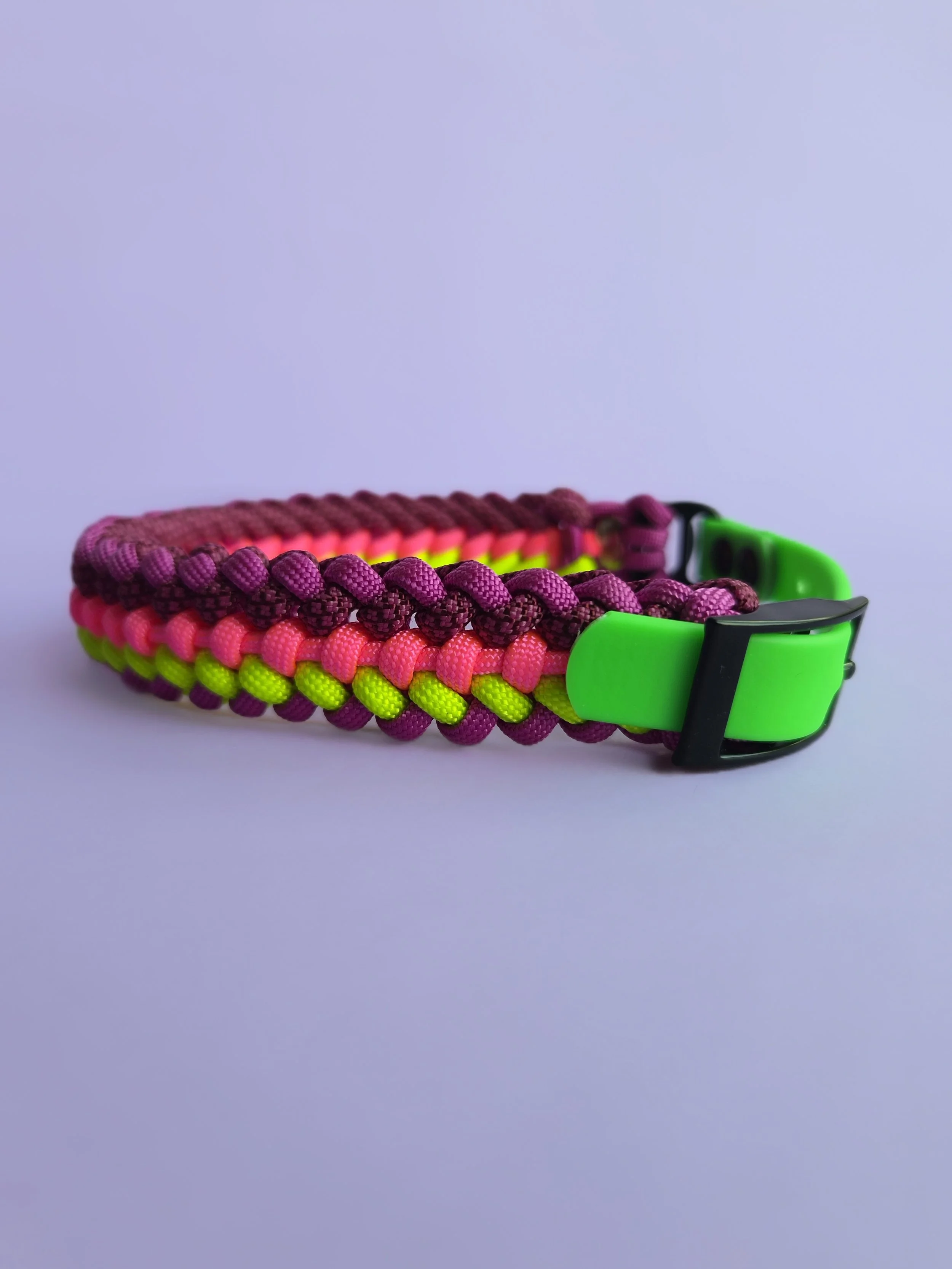 Woven Collar Medium PINK & GREEN 32-40cm