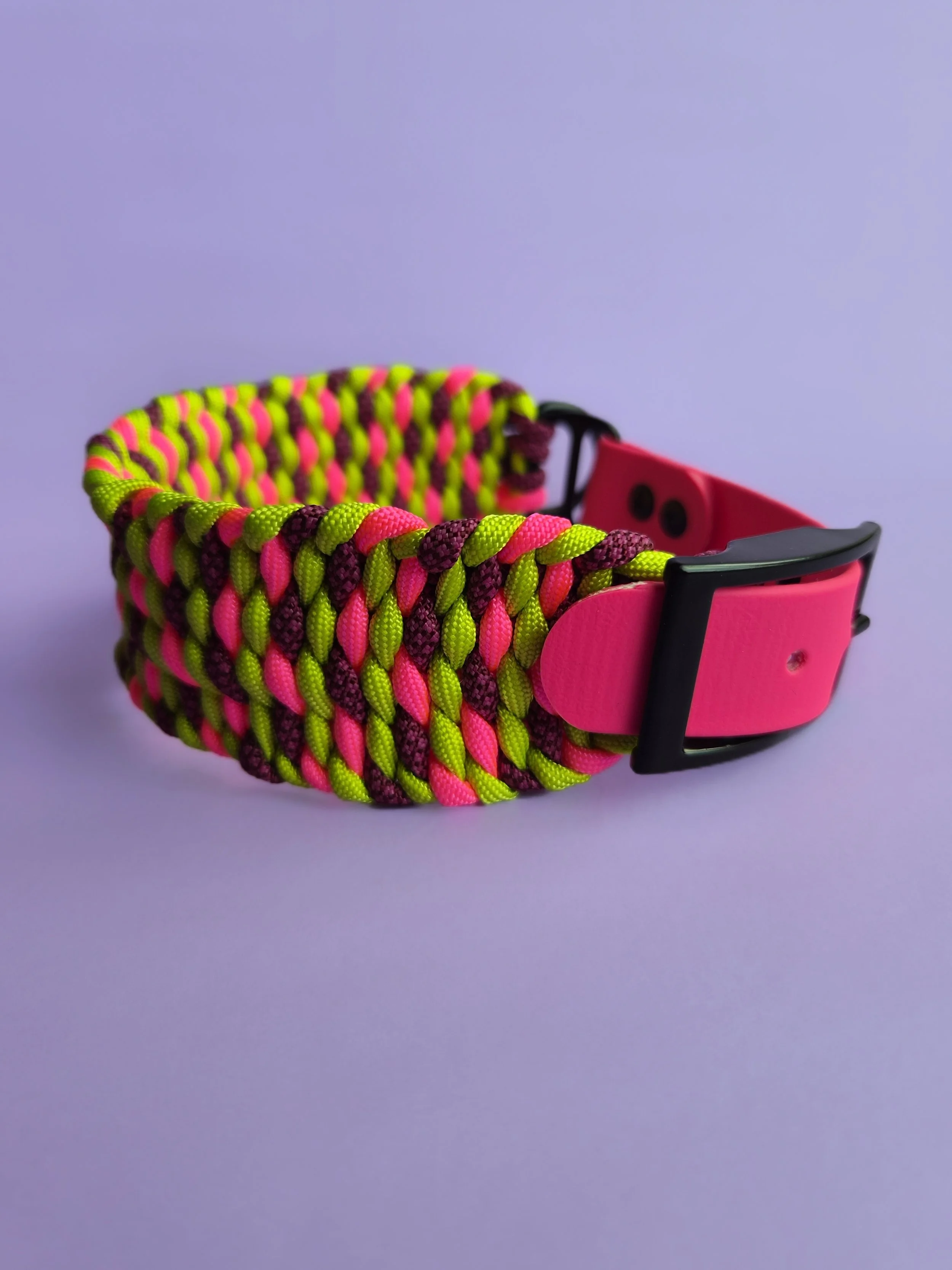 Sight Hound PINK & GREEN Collar 32cm-40cm