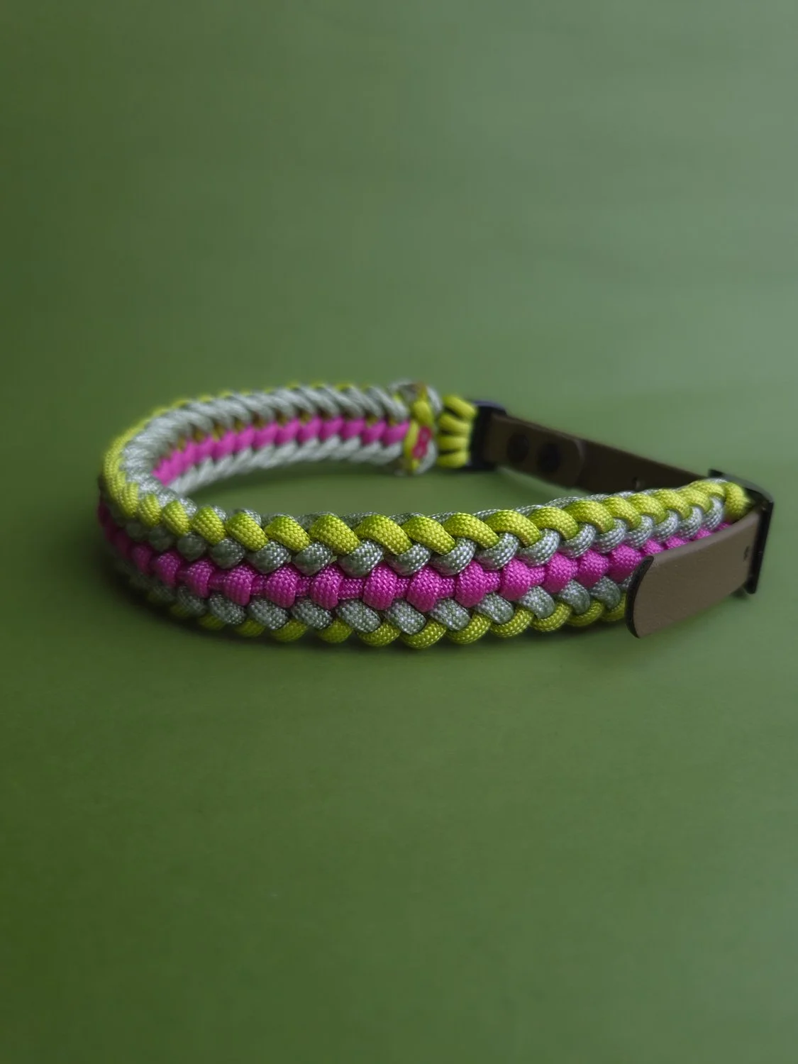 Woven Collar Medium PINK & GREEN 32-40cm