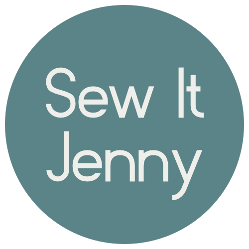 A teal circle with white text that reads, 'Sew It Jenny'.