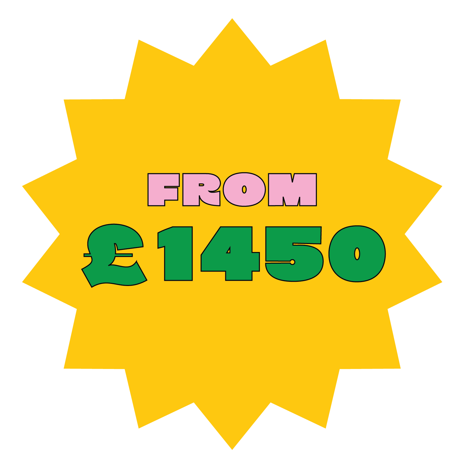 A price bubble that says, "from £1450".