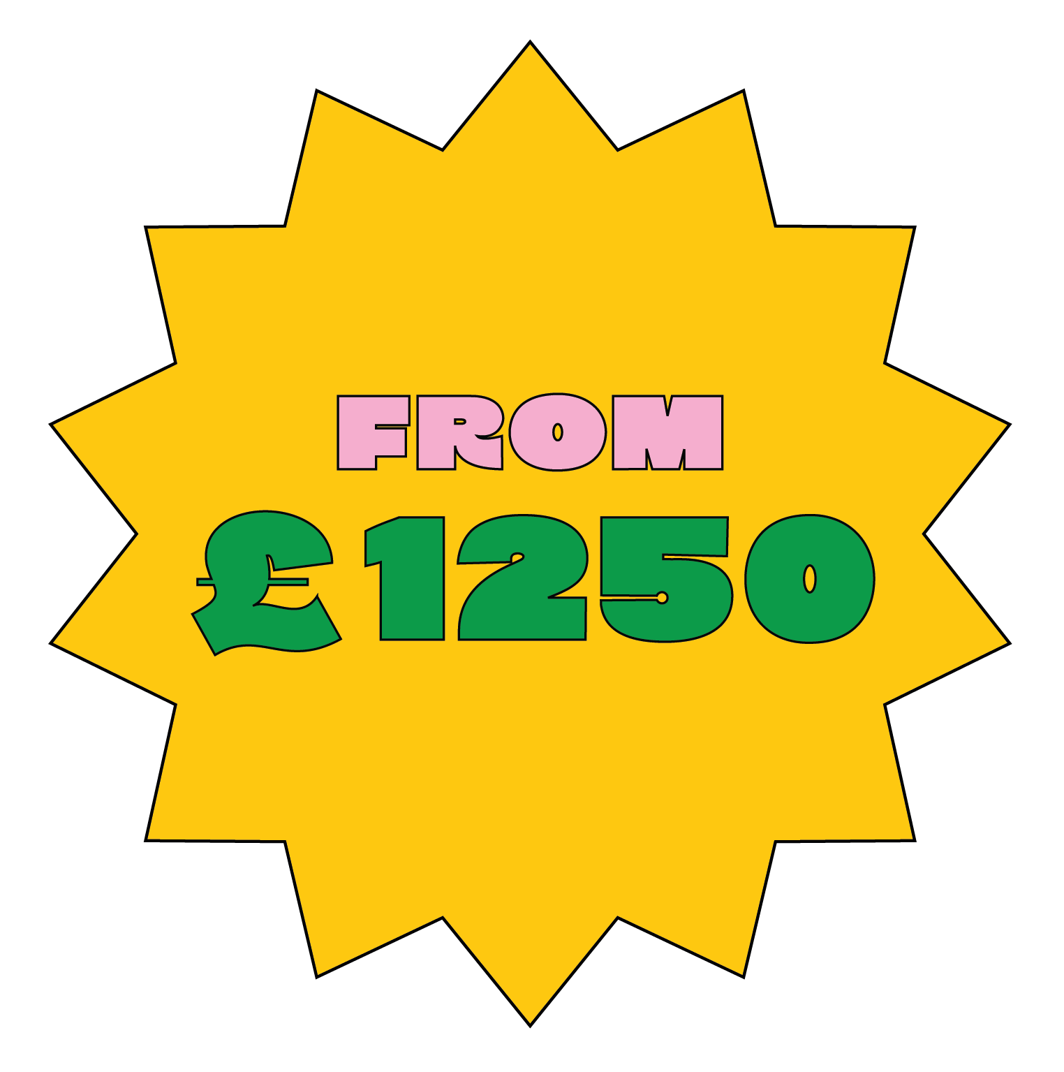 Price bubbles that says 'from £1250'.