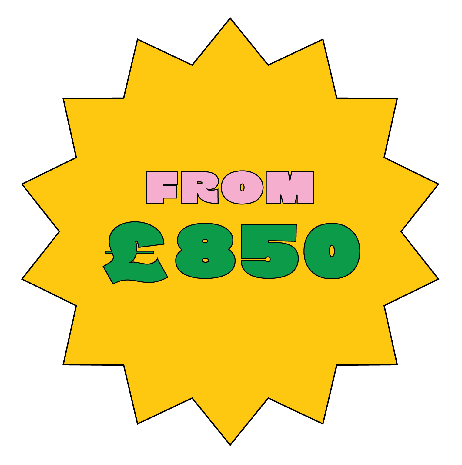 A price bubble that says, "from £850".