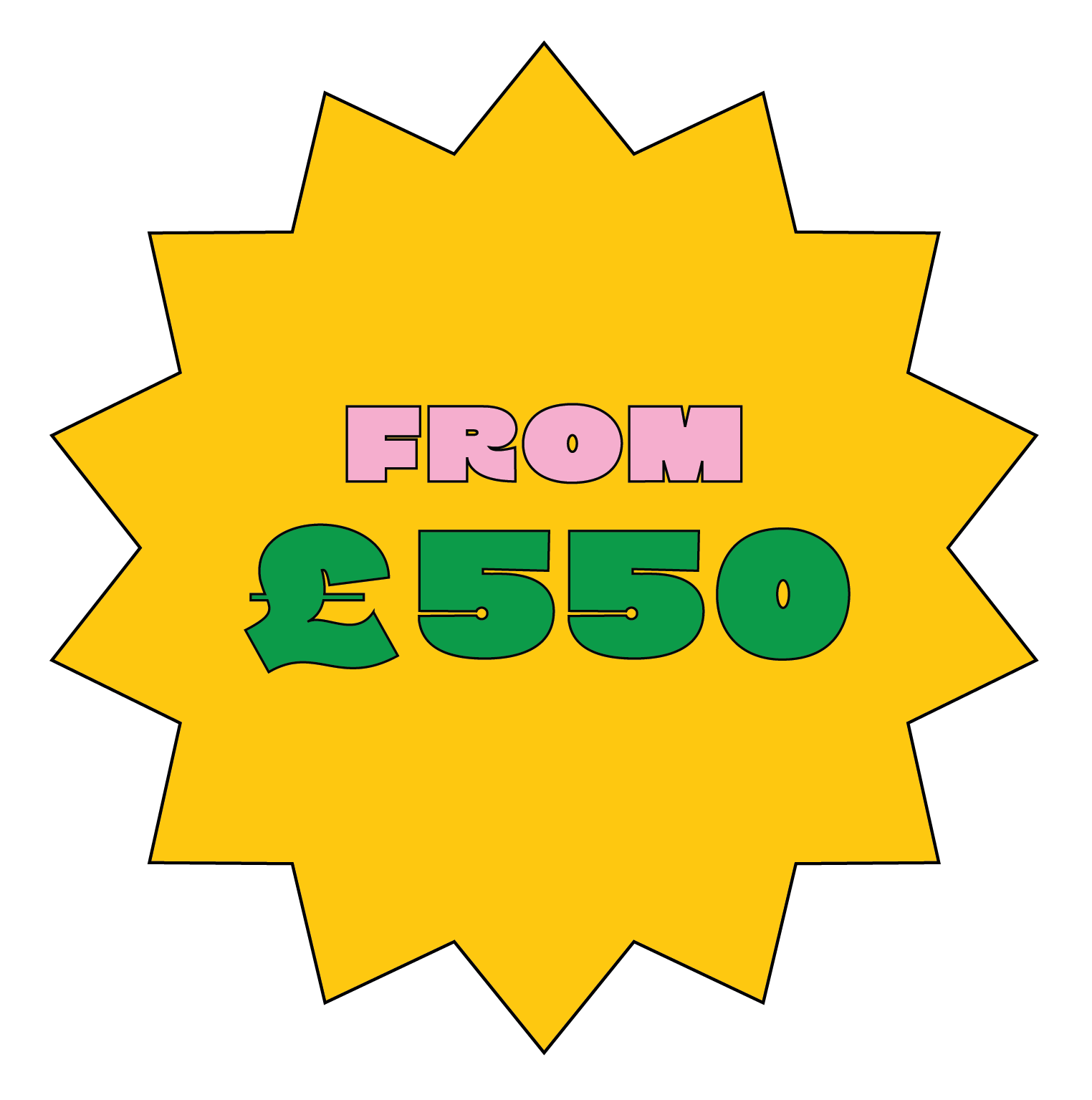 A price bubble that says, "from £550".