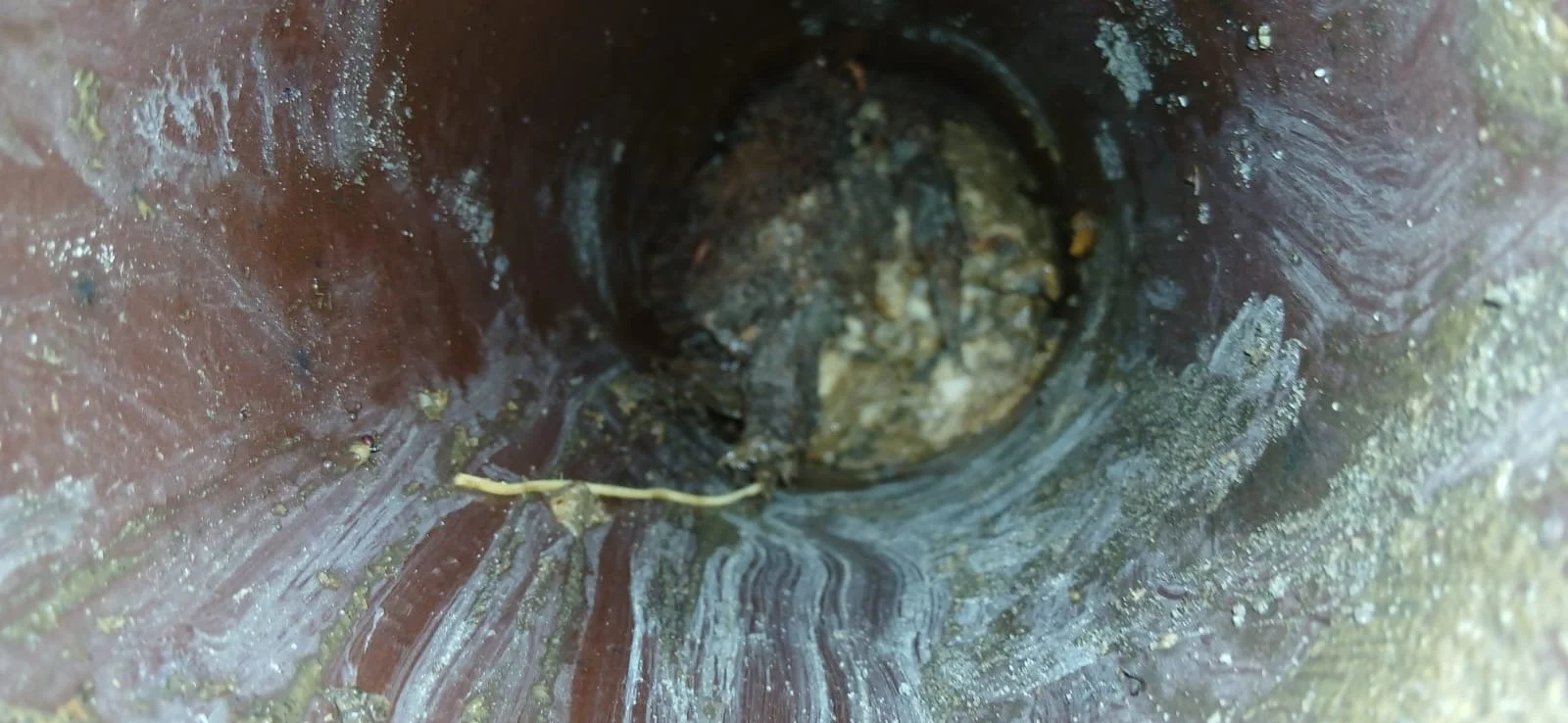 Camera-inspectie van een oude rioolbuis om schade en verstoppingen op te sporen