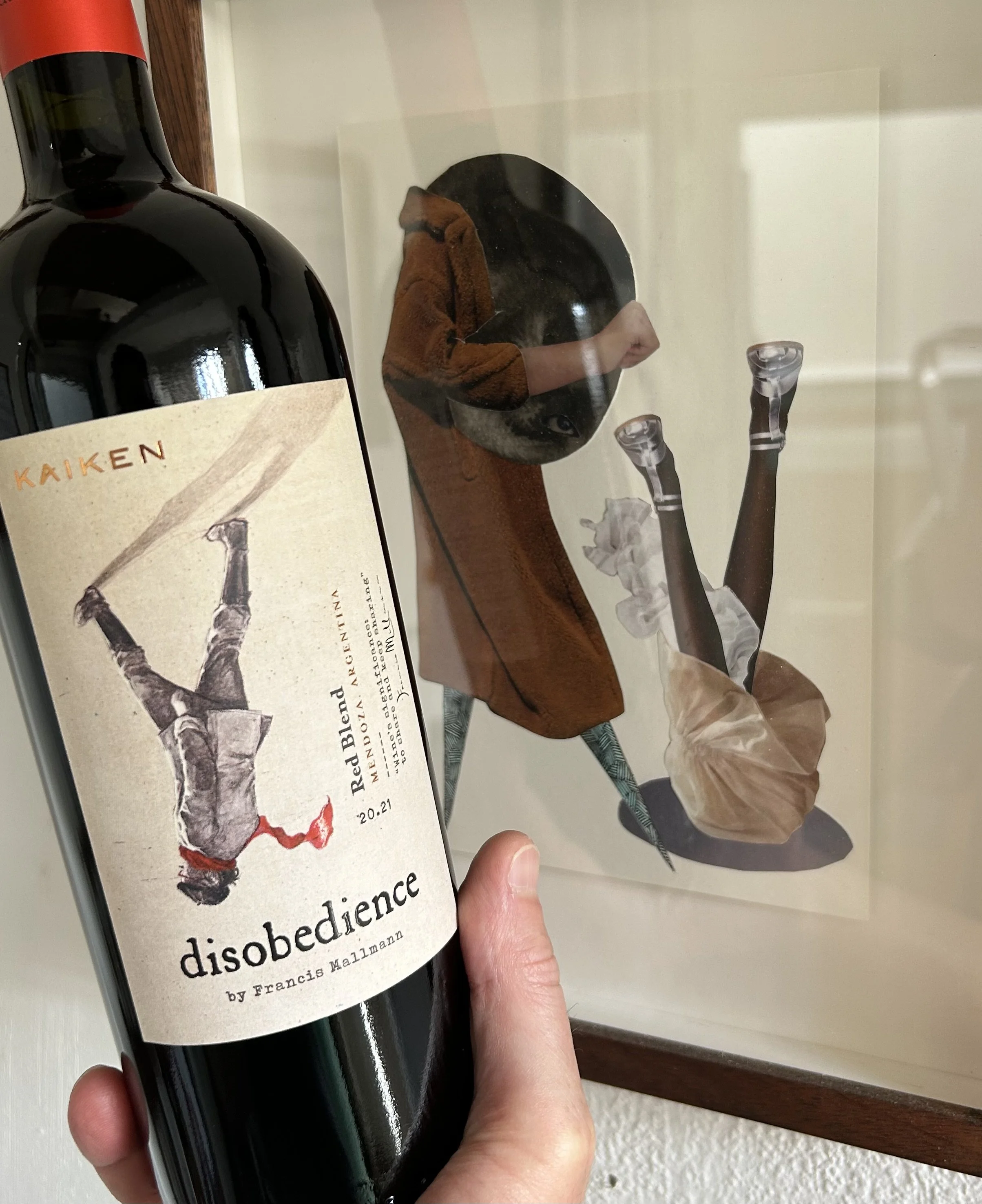  
   
    Anika Carpenter ‘Collages’
   

   
     Paired with  
    Kaiken ‘Disobedience’ Red Blend 2021. Expressive, layered and slightly unruly, with tension held against elegance. Chosen to echo the shifting balance, interruption and playful resi