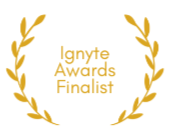 Ignite Awards finalist emblem with gold laurel wreath and orange text