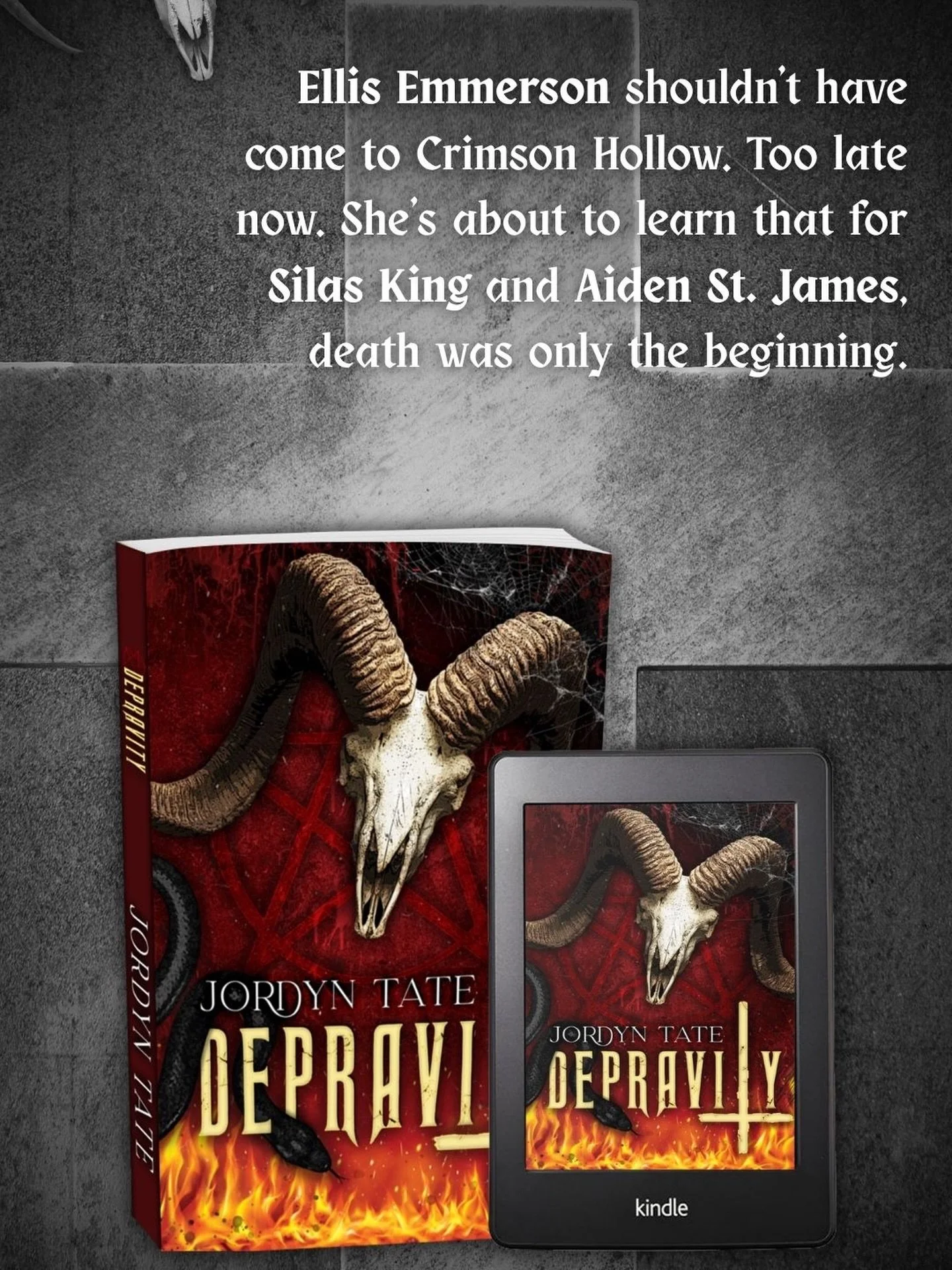 📚𝑫𝑬𝑷𝑹𝑨𝑽𝑰𝑻𝒀
By Jordyn Tate

She came to Crimson Hollow to disappear.
Instead, she woke up a past that refuses to stay dead.

❤️&zwj;🔥TROPES
Morally Gray MMCs
Why Choose
Fast Burn
Multiple POVs
Possessive MMCs
Vengeance
Demons
Resilient FMC

