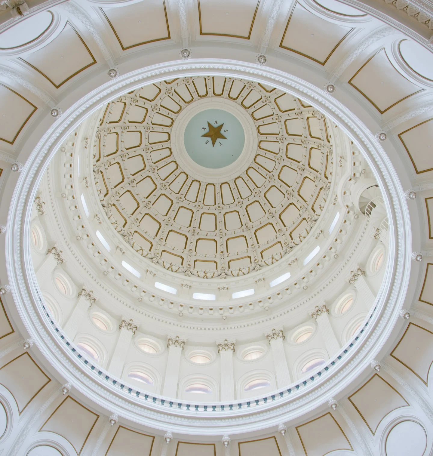 Shot of a circular ceiling from below