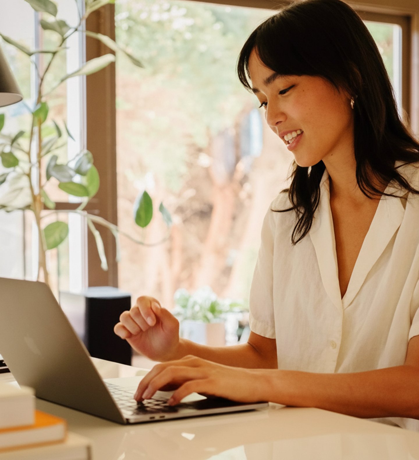Woman looking at a laptop