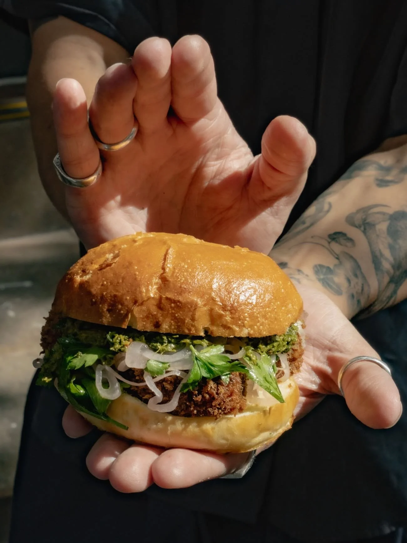 Stanley street festival is on today and we are serving up Amsterdam style beer snacks with a cute little Claret Club twist. Croquette sandwich featured here - made with pigs head croquettes, salsa verde &amp; pickled eschallot. Enjoyed very much by M