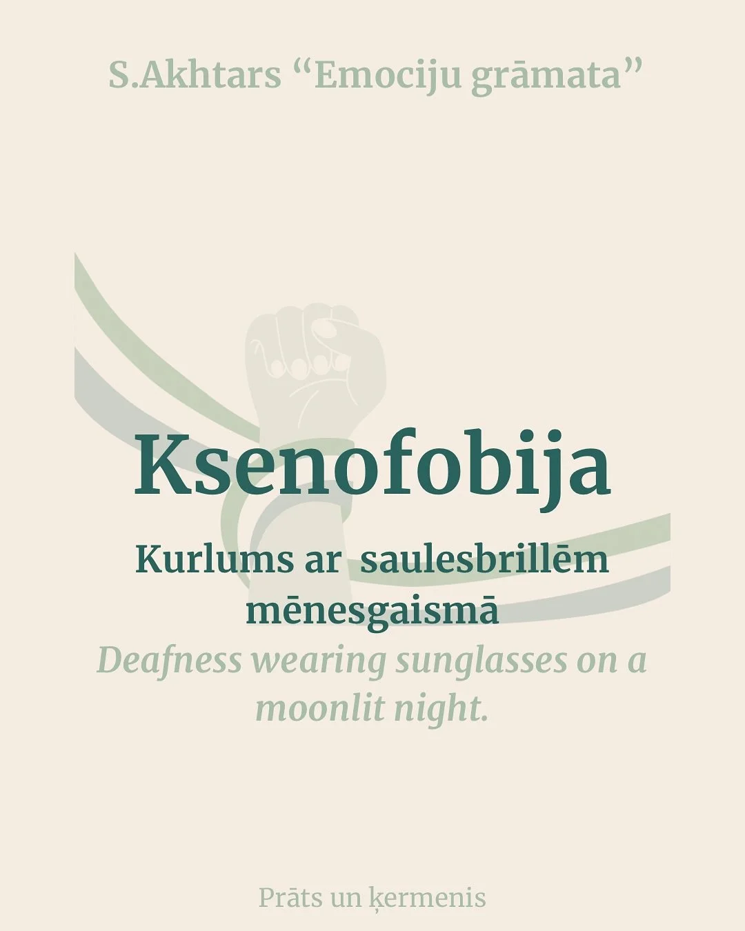 &Scaron;omēnes ir notiku&scaron;i daudzi notikumi, kas izraisa virkni izjūtu. Tuvojoties mēne&scaron;a beigām un pārskatot prof. Salmana Akhtara &ldquo;Emociju grāmatu&rdquo;, &scaron;ķita, ka ksenofobija ir tā nodaļa, kas vislabāk atbilst eso&scaron