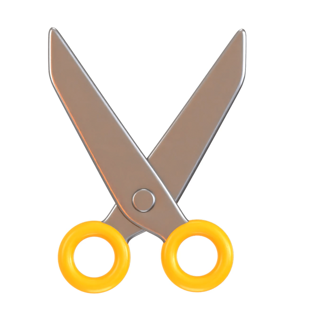 A pair of scissors with orange handles.