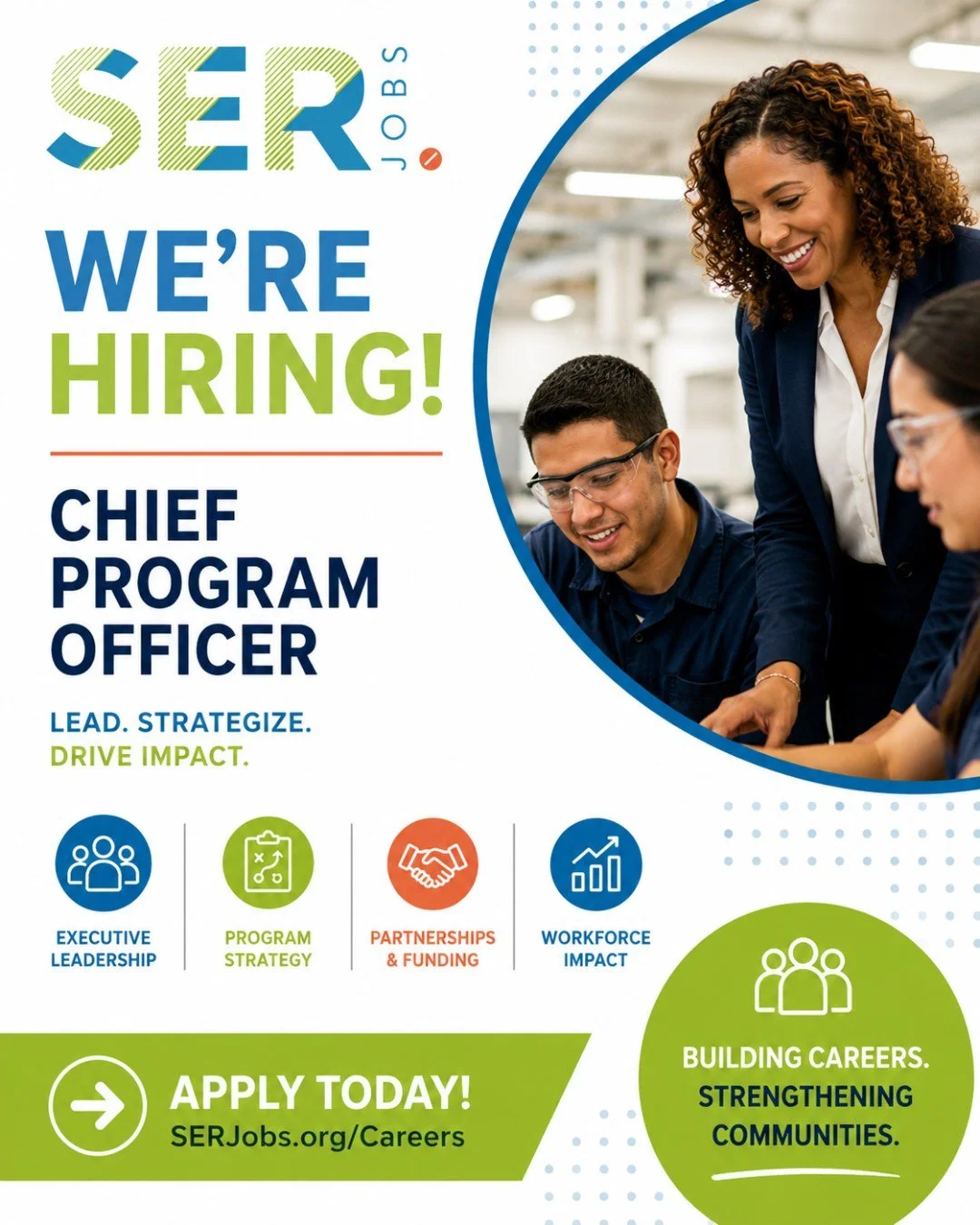 🚨 We're Hiring: Chief Program Officer

Are you a strategic leader passionate about workforce development and creating opportunities for individuals and families to achieve economic mobility?

SERJobs is seeking an experienced leader to oversee our p