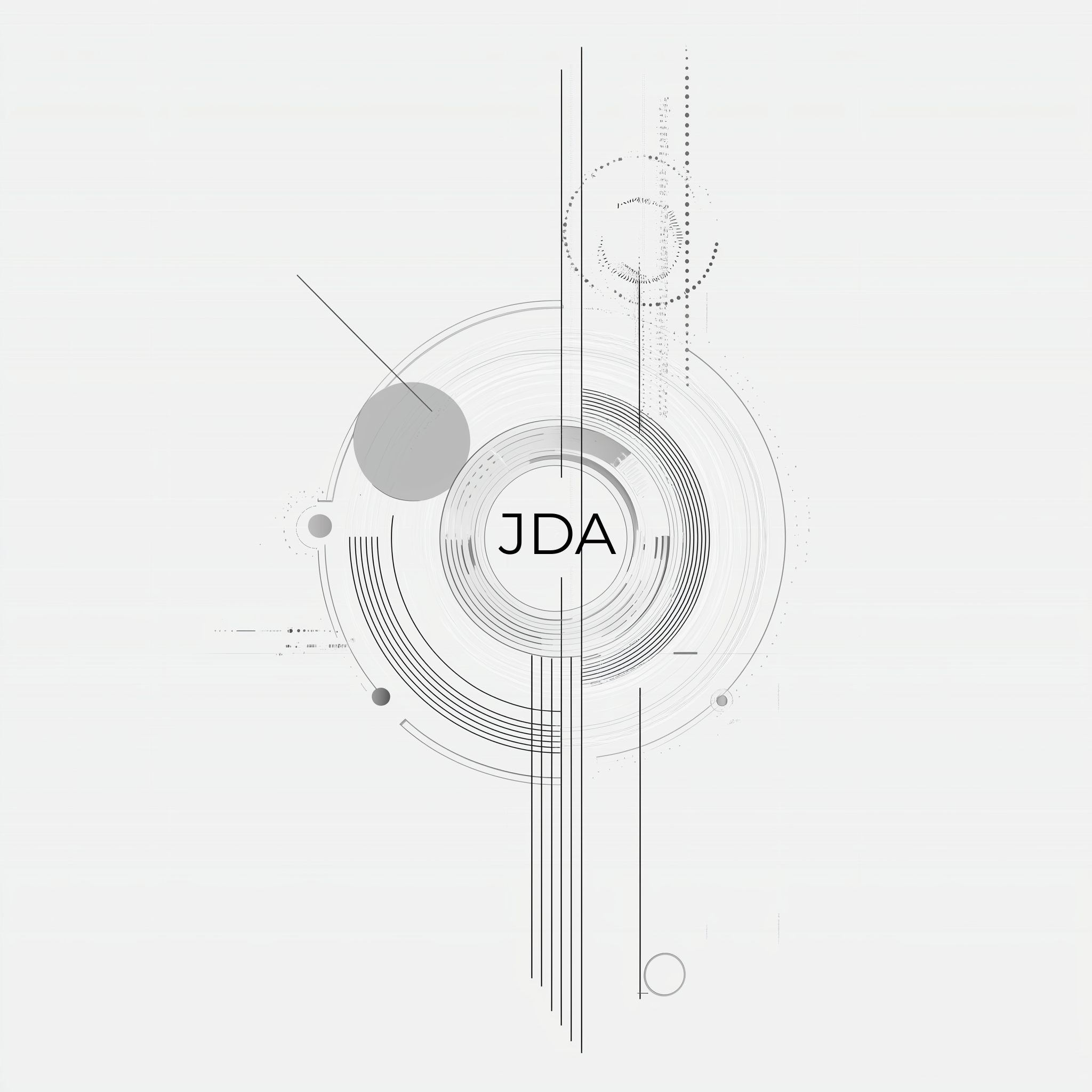 Futuristic digital design with circles and lines, centered around the text 'JDA' the James Dodd Associates executive search logo