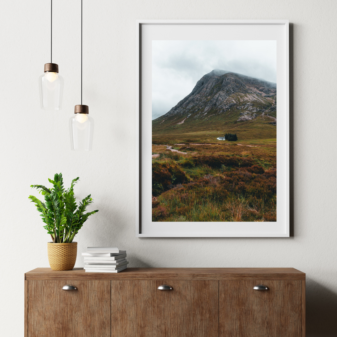 Wee White Hut Glencoe Landscape Photography Print Scottish Gifts