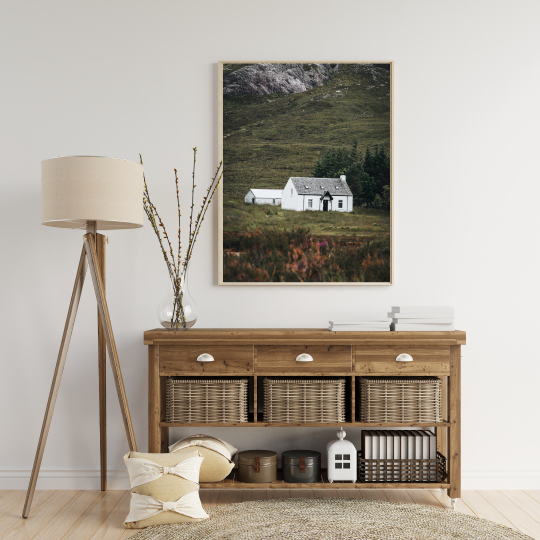 Wee White Hut Glencoe Landscape Photography Print Scottish Gifts