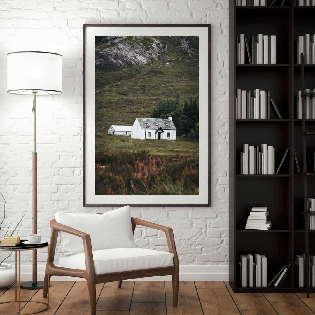 Wee White Hut Glencoe Landscape Photography Print Scottish Gifts