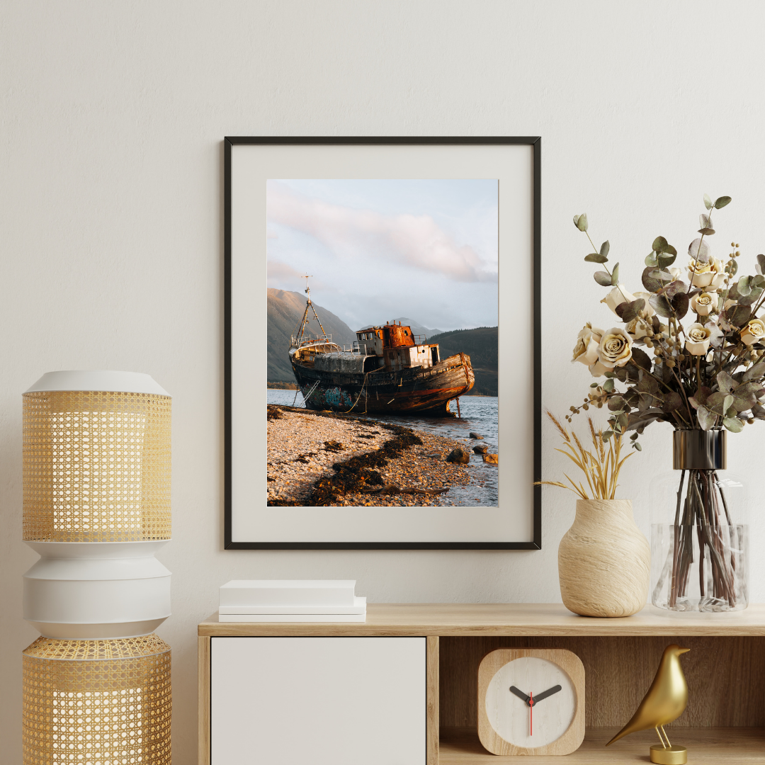 The Old Boat of Caol, Corpach Shipwreck Scotland Landscape Photography Print, Travel Prints, Travel Poster, Wall Art