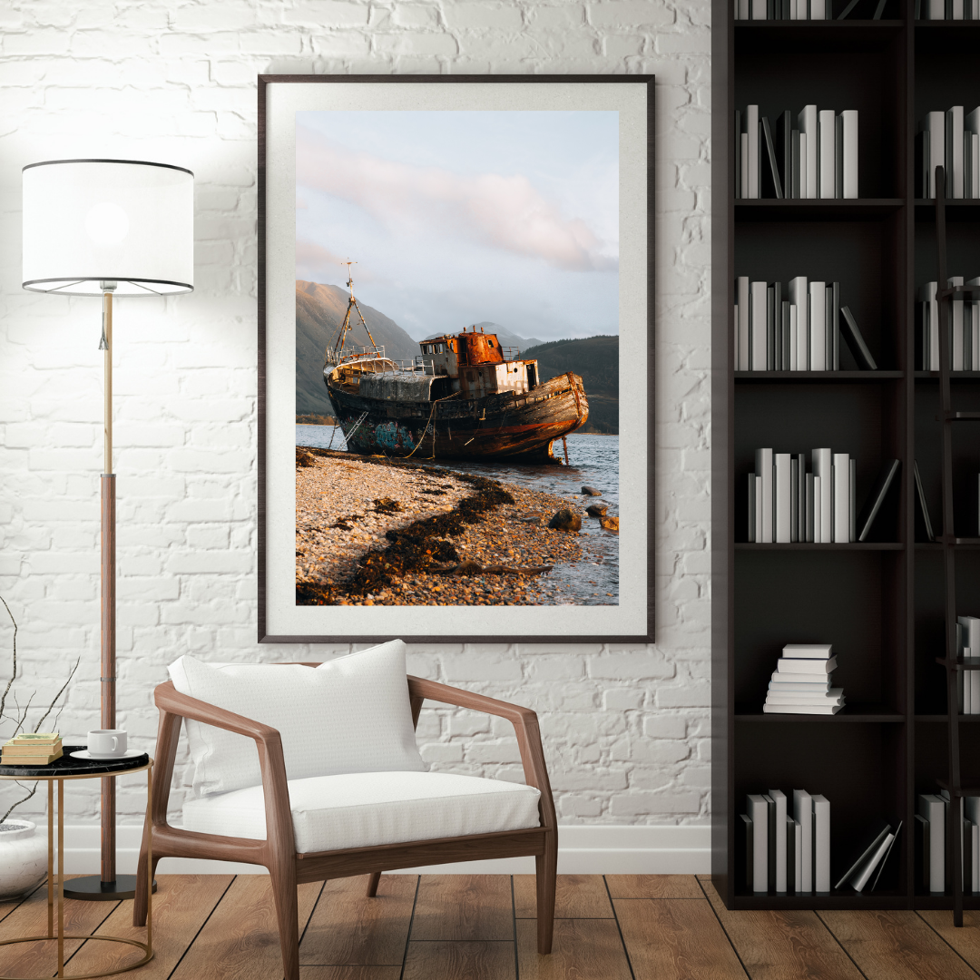 The Old Boat of Caol, Corpach Shipwreck Scotland Landscape Photography Print, Travel Prints, Travel Poster, Wall Art