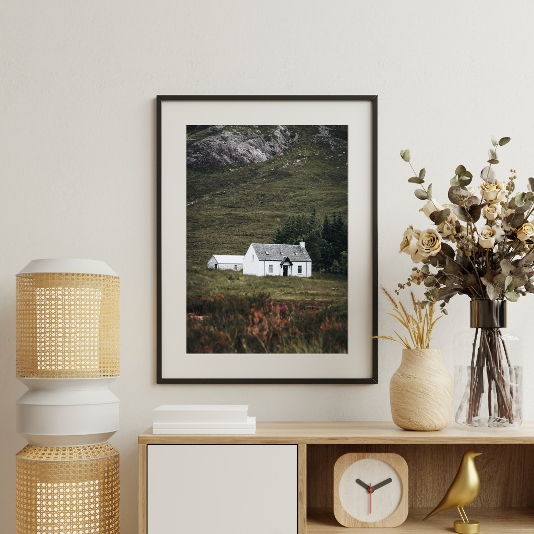 Wee White Hut Glencoe Landscape Photography Print Scottish Gifts