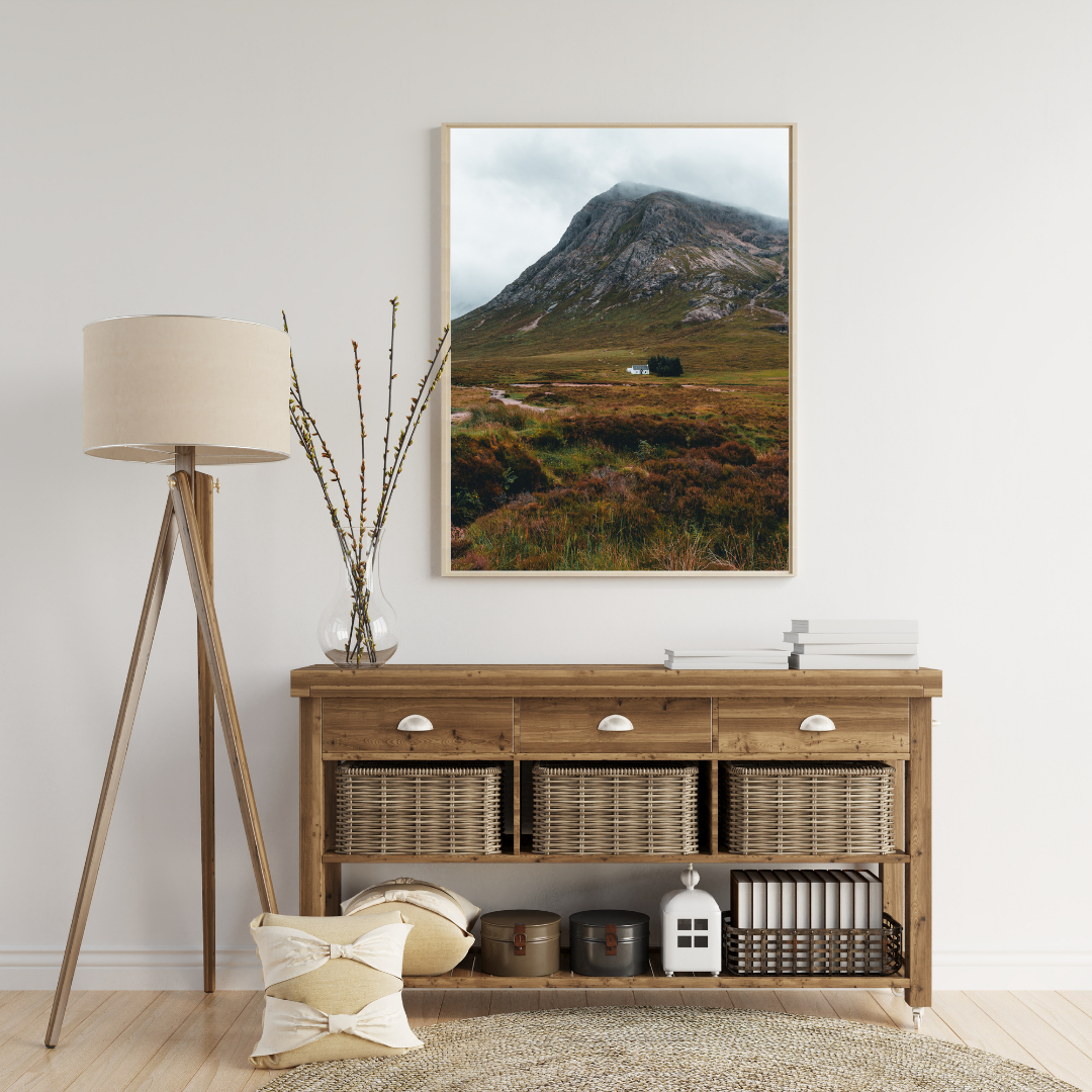 Wee White Hut Glencoe Landscape Photography Print Scottish Gifts