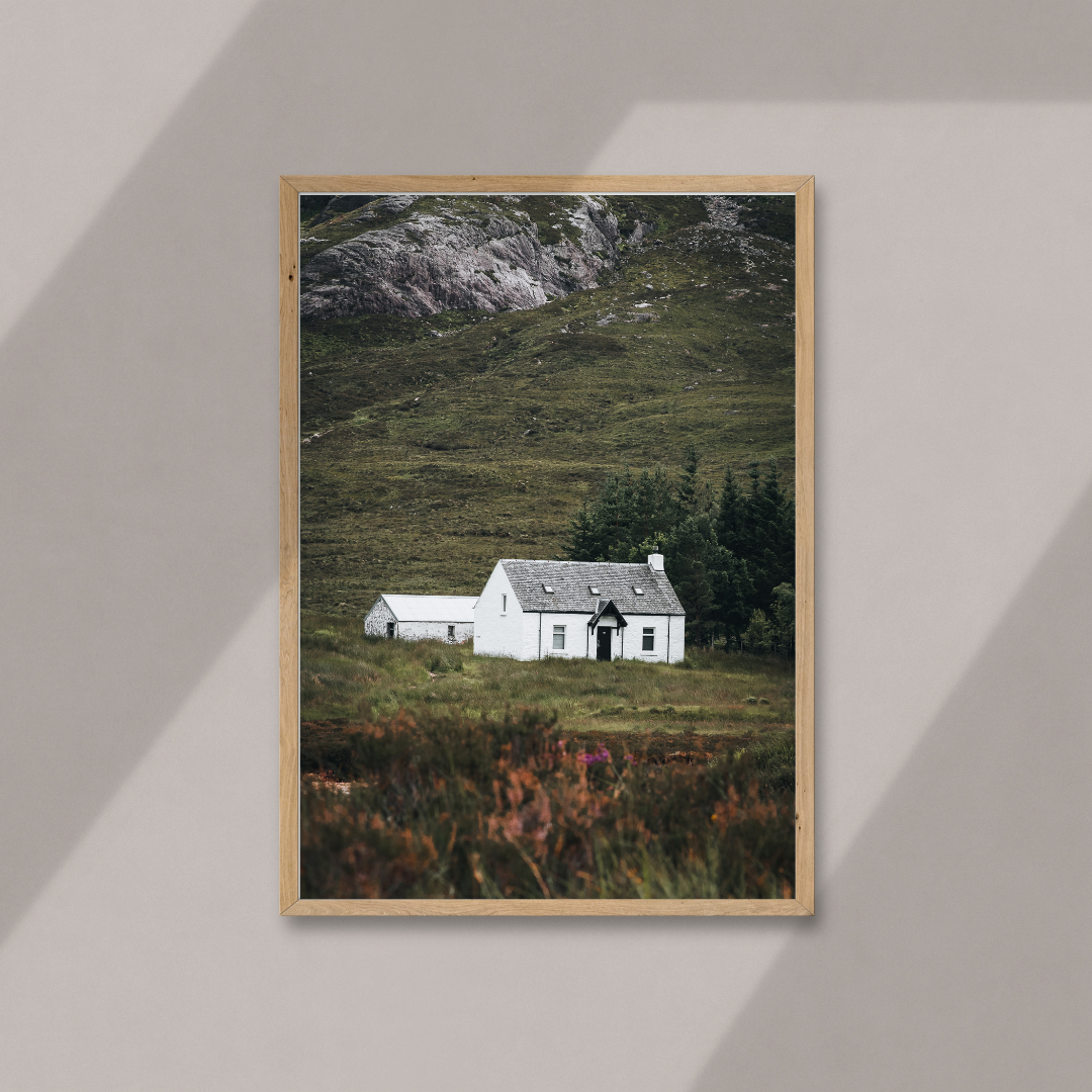 Wee White Hut Glencoe Landscape Photography Print Scottish Gifts