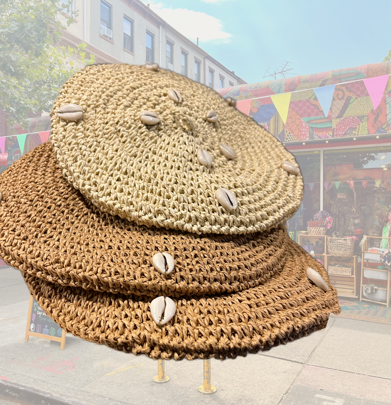 22 Cowrie Raffia Beret